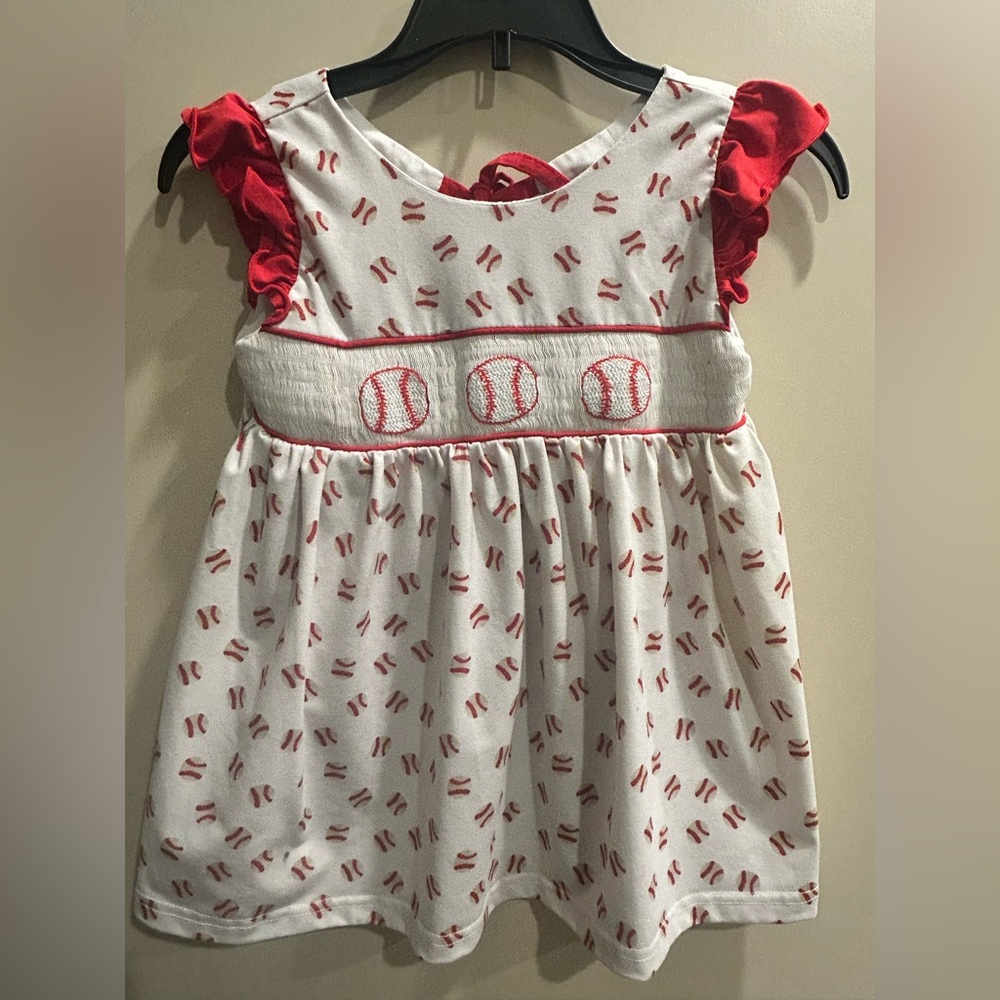 Sweet Sisters Spun Dress/smocked Baseball 4T Girls / Retail $49